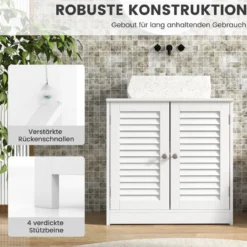 Badezimmerschrank mit 2 Türen & Verstellbaren Regal Waschbeckenunterschrank in Landhausstil