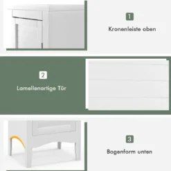 Badezimmerschrank Schmal Badschrank mit Verstellbarem Ablagen 38 x 33 x 160 cm Weiß