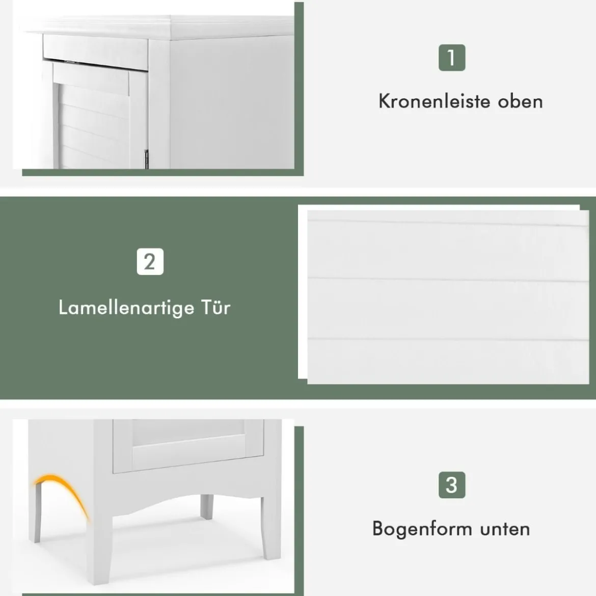 Badezimmerschrank Schmal Badschrank mit Verstellbarem Ablagen 38 x 33 x 160 cm Weiß