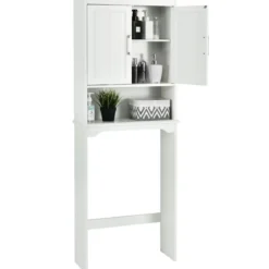 Badezimmerschrank Waschmaschinenschrank mit Verstellbarem Regal 63 x 23 x 168 cm