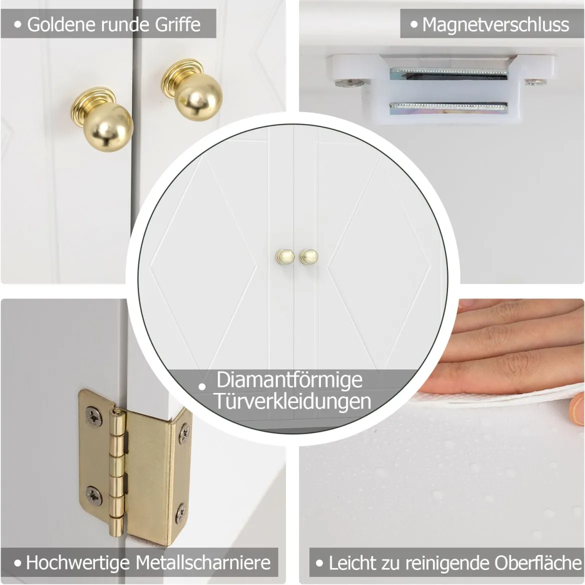 Badezimmerschrank zur Wandmontage 2-türiger Medizinschrank mit offener Ablage Weiß