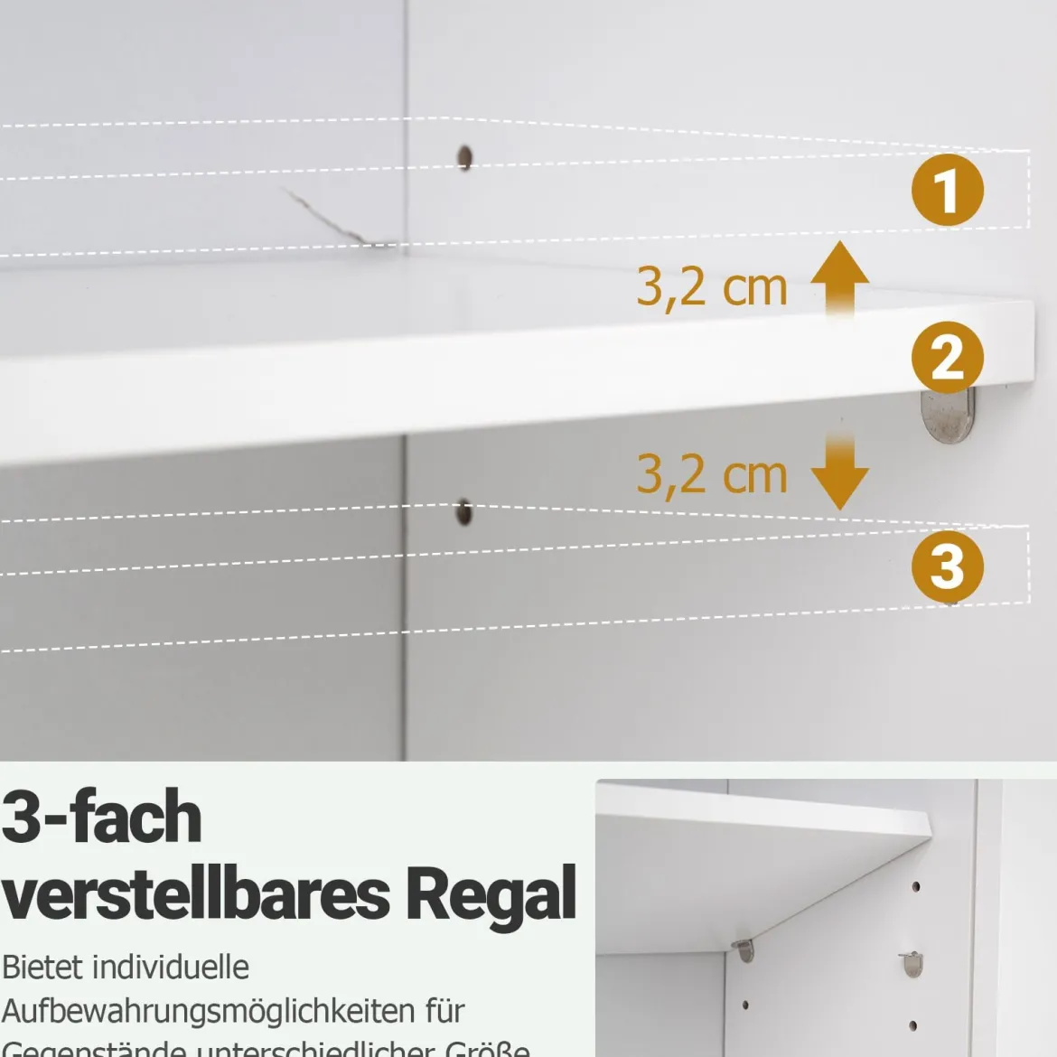 Badezimmerschrank zur Wandmontage 2-türiger Medizinschrank mit offener Ablage Weiß