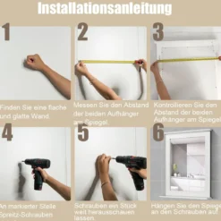 Badezimmerspiegel Rechteckiger Badspiegel Wandspiegel mit Ablage Weiß 57 x 12 x 68,5 cm