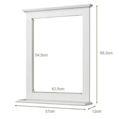 Badezimmerspiegel Rechteckiger Badspiegel Wandspiegel mit Ablage Weiß 57 x 12 x 68,5 cm
