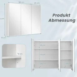 Badezimmer Spiegelschrank mit Verstellbaren Ablagen Wandschrank mit Spiegel Hängeschrank