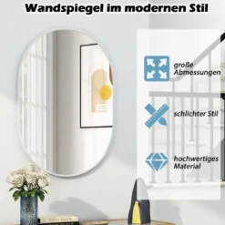 Badezimmerspiegel 70 x 50 cm großer Kosmetikspiegel mit bruchsicherer Folie Schwarz