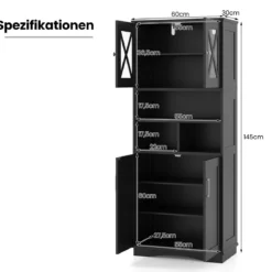 Bad Hochschrank mit Verstellbaren Regalen & Türen & 3 Fächern & Kippschutz Badschrank