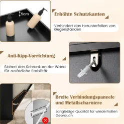 Bad Hochschrank mit Wäschekorb & Verstellbarem Regal Badezimmerschrank Badschrank Schwarz