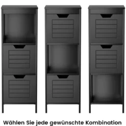 Badkommode aus Holz Badschrank mit 2 Schubladen 30 x 30 x 89 cm Schwarz