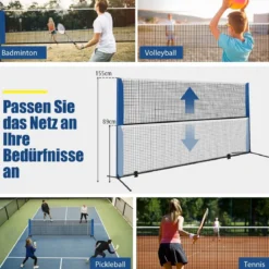 Badmintonnetz mit Ständer Federballnetz höhenverstellbar mit 2 Federbällen & Tragetasche 310 x 102 x 89–155 cm