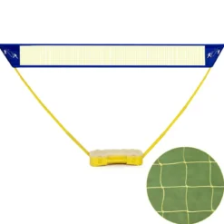 Badminton Netz Set Höhenverstellbares Federballnetz mit Federball und Federballschläger Gelb