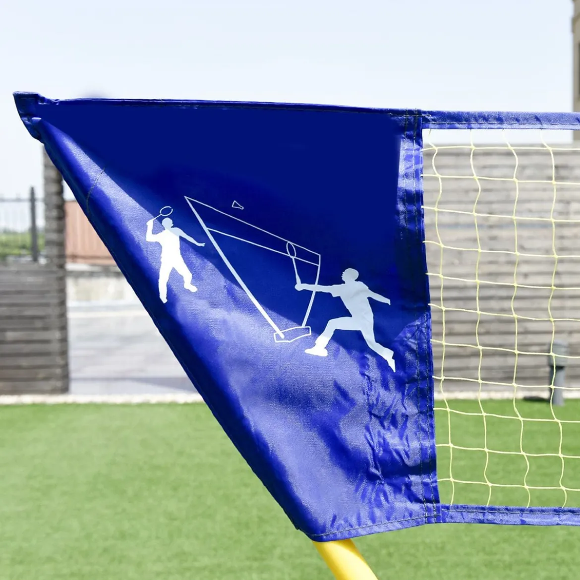 Badminton Netz Set Höhenverstellbares Federballnetz mit Federball und Federballschläger Gelb