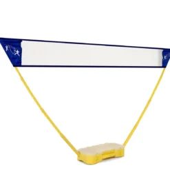Badminton Netz Set Höhenverstellbares Federballnetz mit Federball und Federballschläger Gelb