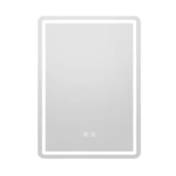 Badspiegel mit Beleuchtung LED-Spiegel mit 3 Lichtfarben & Entnebelungsfunktion 70 x 50 cm Schwarz