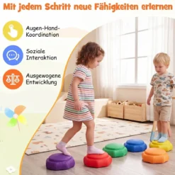 Balanciersteine für Kinder 6er Set Rutschfeste Stapelsteine zur Förderung von Koordination & Gleichgewicht
