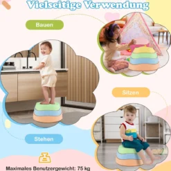 Balanciersteine für Kinder Rutschfeste Stapelsteine bis 80 kg Belastbar Flusssteine Macaron Pentagon