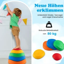 Balanciersteine für Kinder Rutschfeste Stapelsteine Flusssteine Stepping Stones bis 80 kg Belastbar Rund