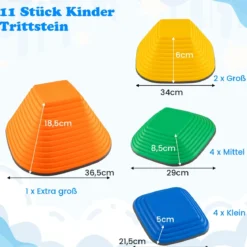 Balanciersteine für Kinder Stapelsteine rutschfest Flusssteine für Indoor & Outdoor Sensorisches Spielzeug ab 3 Jahren (Quadrat)