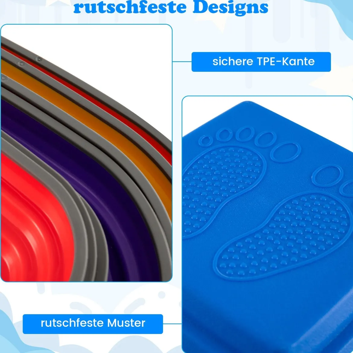 Balanciersteine für Kinder Stapelsteine rutschfest Flusssteine für Indoor & Outdoor Sensorisches Spielzeug ab 3 Jahren (Quadrat)