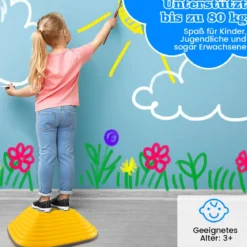 Balanciersteine für Kinder Stapelsteine rutschfest Flusssteine für Indoor & Outdoor Sensorisches Spielzeug ab 3 Jahren (Quadrat)