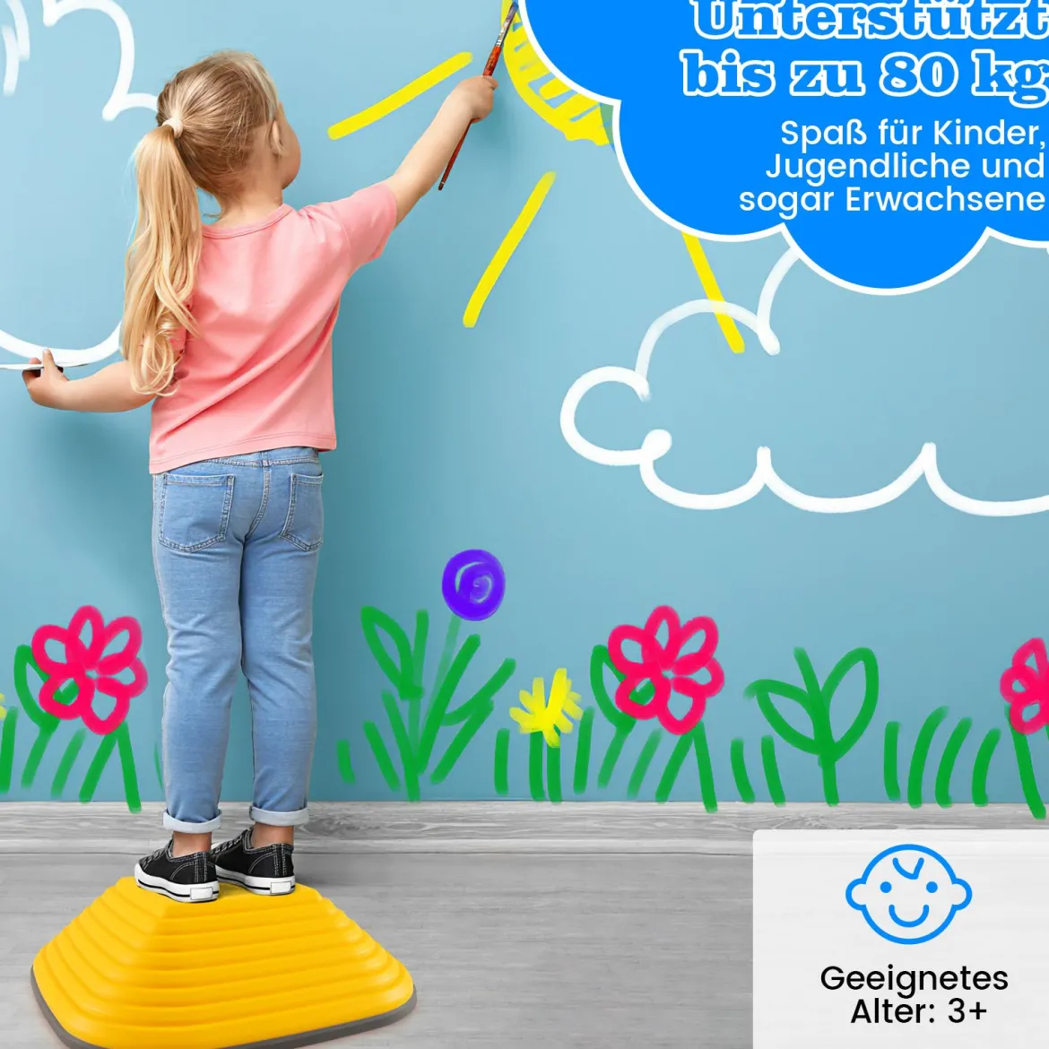 Balanciersteine für Kinder Stapelsteine rutschfest Flusssteine für Indoor & Outdoor Sensorisches Spielzeug ab 3 Jahren (Quadrat)