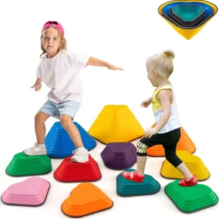 Balanciersteine für Kinder Stapelsteine rutschfest Flusssteine für Indoor & Outdoor Sensorisches Spielzeug ab 3 Jahren (Herz)
