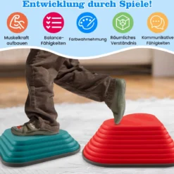 Balanciersteine für Kinder Stapelsteine rutschfest Flusssteine für Indoor & Outdoor Sensorisches Spielzeug ab 3 Jahren (Herz)