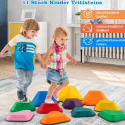 Balanciersteine für Kinder Stapelsteine rutschfest Flusssteine für Indoor & Outdoor Sensorisches Spielzeug ab 3 Jahren (Herz)