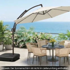 Balkonschirmständer mit Rädern Kreuzfuß HDPE befüllbar mit Wasser Sand für Terrasse Garten