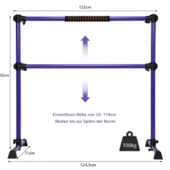 Ballet-Bar Ballettstange Ballett/Stretch Barre Höhenverstellbar Mobil Lila 124,5x 71 x 120CM