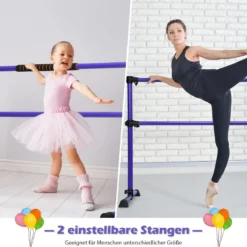 Ballet-Bar Ballettstange Ballett/Stretch Barre Höhenverstellbar Mobil Lila 124,5x 71 x 120CM
