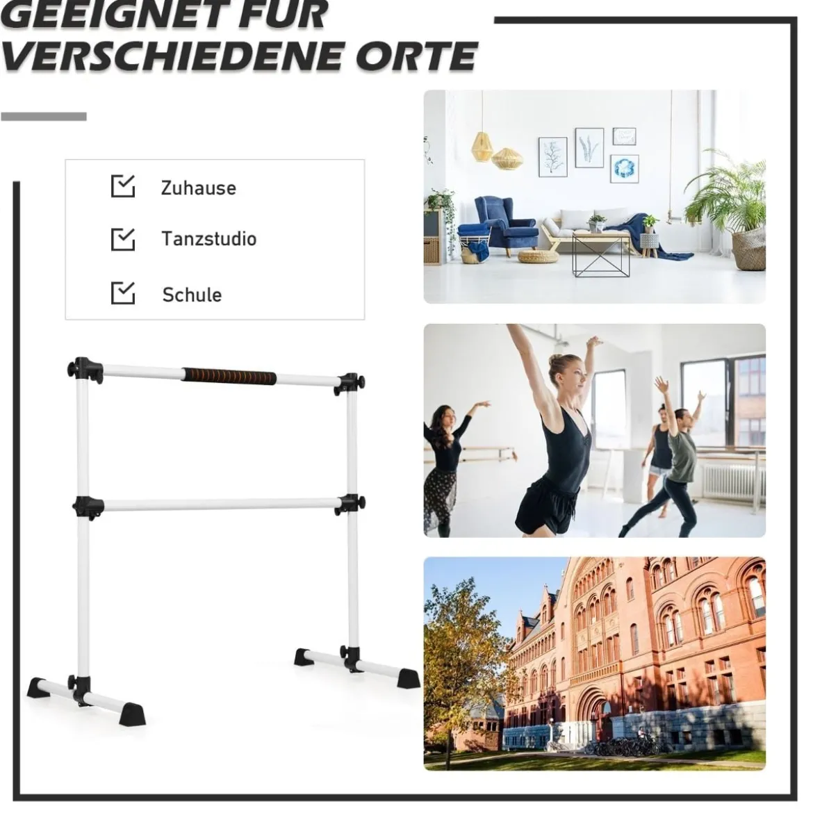 Ballet-Bar Ballettstange Ballett/Stretch Barre Höhenverstellbar Mobil 123 x 71 x 119CM