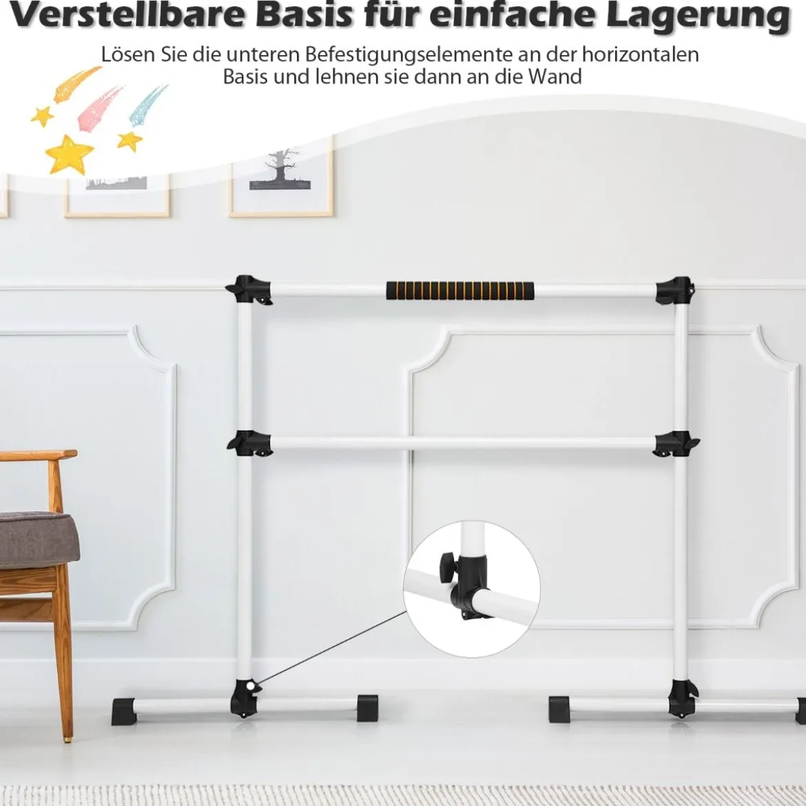 Ballet-Bar Ballettstange Ballett/Stretch Barre Höhenverstellbar Mobil 123 x 71 x 119CM