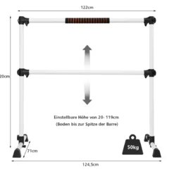 Ballet-Bar Ballettstange Ballett/Stretch Barre Höhenverstellbar Mobil 123 x 71 x 119CM