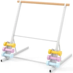 Ballettstange freistehend Ballett Barre mit Metallrahmen & Hantelständer 97 x 86 x 94 cm Weiß