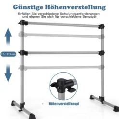 Ballettstange verstellbare freistehende tragbare Fitness Ballettstange Silber