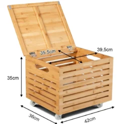 Bambus Aktenaufbewahrungsbox Aufbewahrungsbox mit 4 Rollen und Deckel Ordnungsboxen Natur