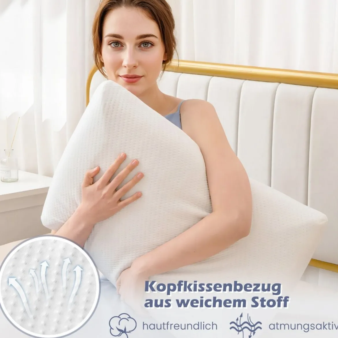 Bambus-Aktivkohle Kopfkissen 2er Set 40 x 60 cm Schlafkissen für schmerzlindernden Schlaf Weiß
