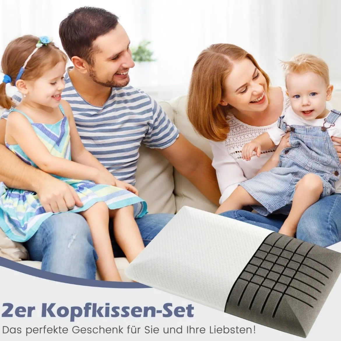 Bambus-Aktivkohle Kopfkissen 2er Set 40 x 60 cm Schlafkissen für schmerzlindernden Schlaf Weiß