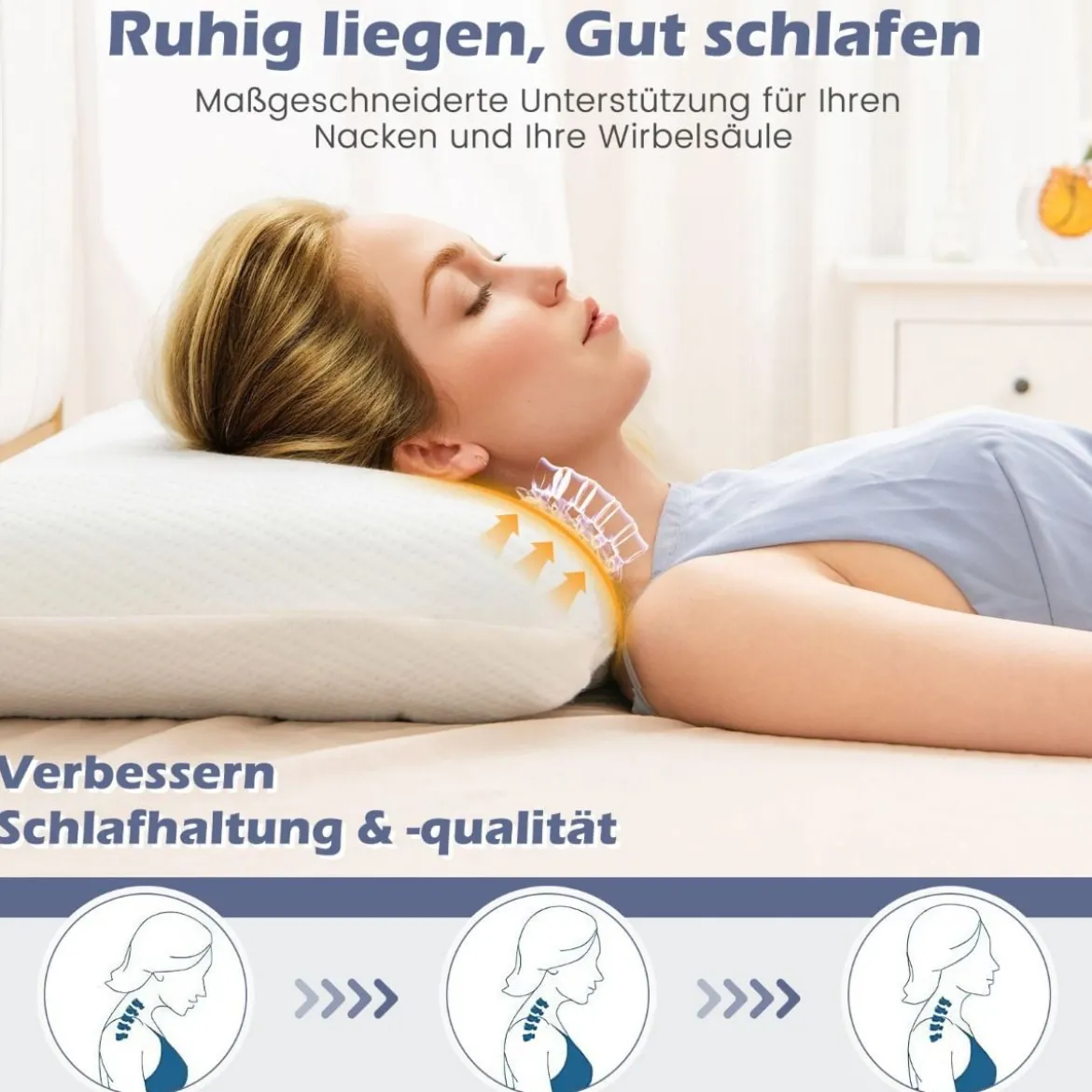 Bambus-Aktivkohle Kopfkissen 2er Set 40 x 60 cm Schlafkissen für schmerzlindernden Schlaf Weiß