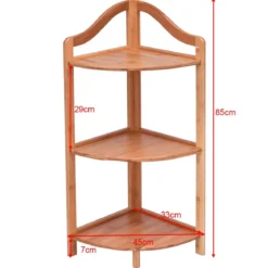 Bambus Eckregal 3 Ebenen Badregal Bücherregal Standregal für Küche Schlafzimmer Wohnzimmer