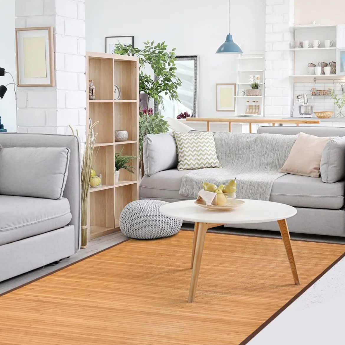 Bambusmatte Wohnzimmer Bambusteppich Bambus Küchenteppich 150 x 240 cm