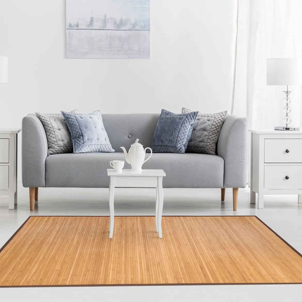Bambusmatte Wohnzimmer Bambusteppich Bambus Küchenteppich 150 x 240 cm