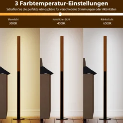 Bambus-Stehlampe dimmbare LED-Ecklampe mit Fußschalter 3000K-6000K 122 cm Natur