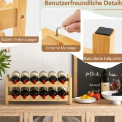 Bambus Weinregal für 12 Flaschen Flaschenregal mit 2 Etagen Flaschenhalter für Keller Natur