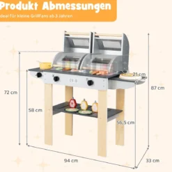 Barbecue Kindergrill mit Grillbesteck & Spiel-Lebensmitteln & Klappdeckeln Grillspielzeug