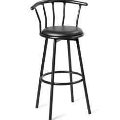 2 Barhocker 360° Drehbarer aus Stahlrohren & Dicken Schaumstoffkissen Schwarz