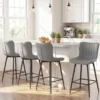 Barhocker 2er Set hoher Küchenhocker mit ergonomischer Rückenlehne gepolsterter Sitz Grau