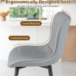 Barhocker 2er Set hoher Küchenhocker mit ergonomischer Rückenlehne gepolsterter Sitz Grau