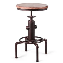 Barhocker höhenverstellbar Barhocker höhenverstellbar Bistrohocker 44 x 44 x 59,5 - 75 cm Natur + Bronze